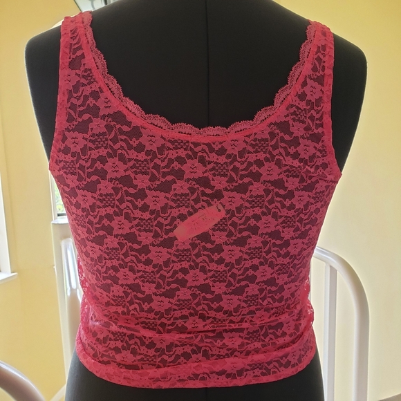 Victoria's Secret Pink Floral Lace Tank Top 1980's Tie Front Size: Small 4-6 NWT - Picture 3 of 13